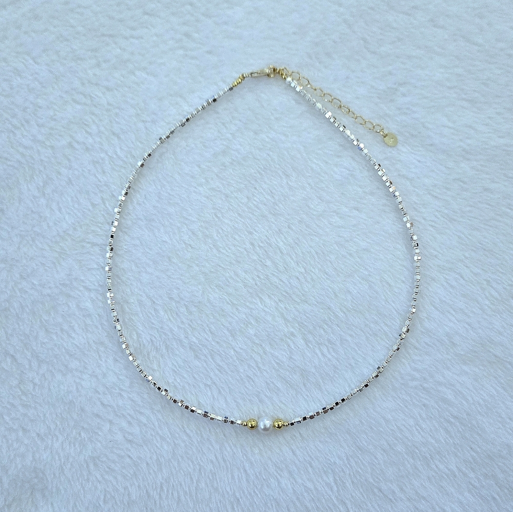 Iris & Lily Freshwater Pearl and Silver🤍 Blocks Necklace- NWT - Picture 5 of 16